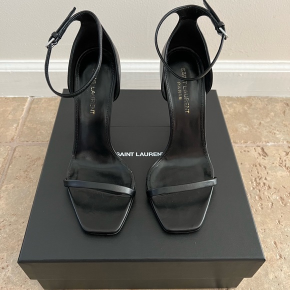 Saint Laurent Opyum Sandals in Smooth Leather with Silver-tone Heel, 110mm - Picture 5 of 9